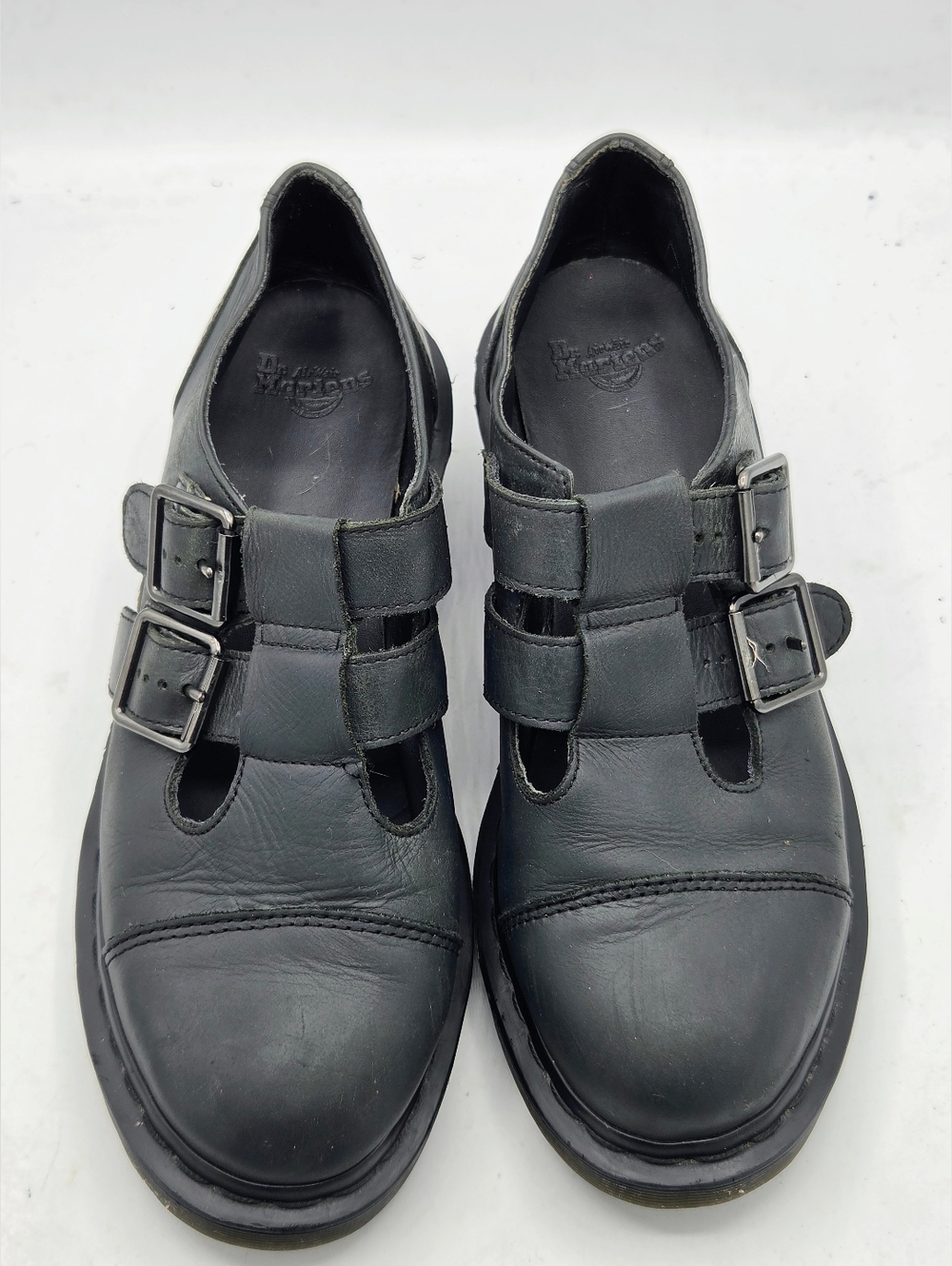 Dr. Martens 8065 Double Strap Heeled Mary Janes - Dark Grey Leather Size 9 - Picture 3 of 16